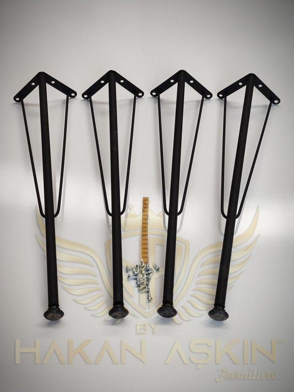By Hakan Aşkın 70 Cm Metal Siyah Masa Firkete Ayağı Ve Takımı 4 Lü - Image 1