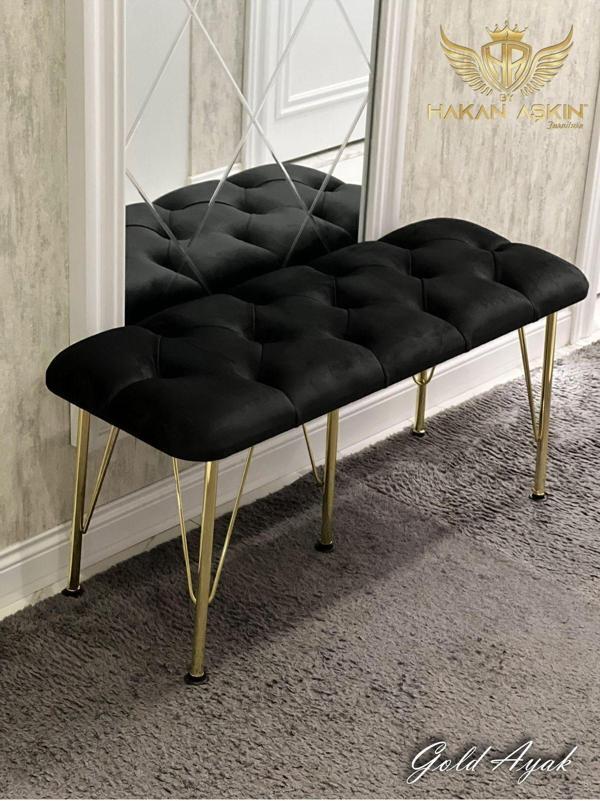 By Hakan Aşkın Gold Metal Ayaklı 100 Cm Babyface Puf & Bench 2024 - Image 1