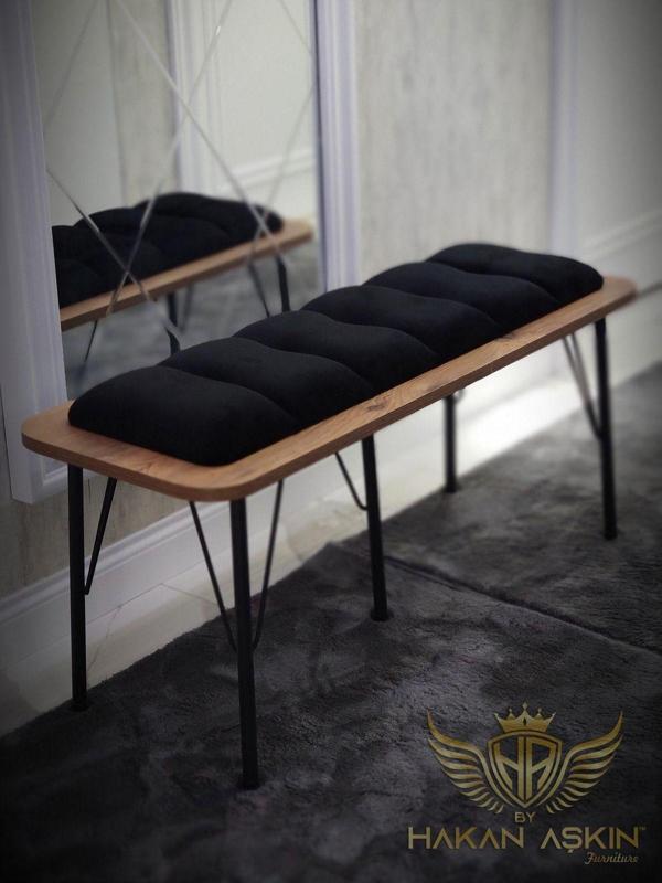 By Hakan Aşkın Metal Ayaklı Atlantik Lüx Bench Babyface Puf & Bench Tekli - Image 1