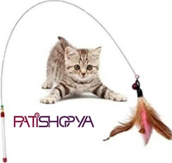 Kedi Oyun Oltası 90 Cm Renkli Tüylü Kedi Oyuncağı - Image 1