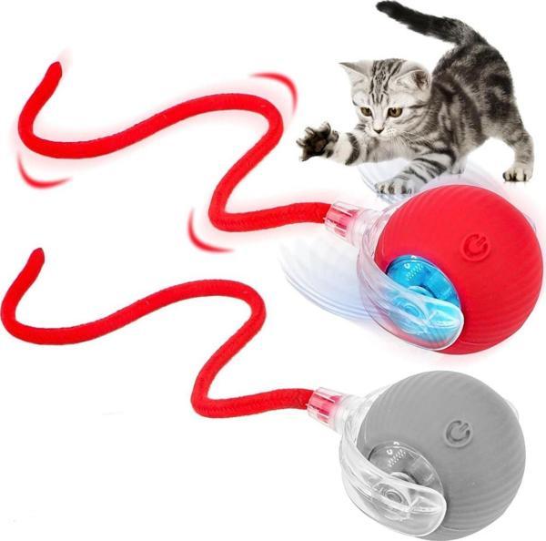 Hareketli Şarjlı Işıklı 360 Derece Dönen Akıllı Oyun Topu Kuyruklu İnteraktif Kedi Köpek Oyun Topu - Image 1