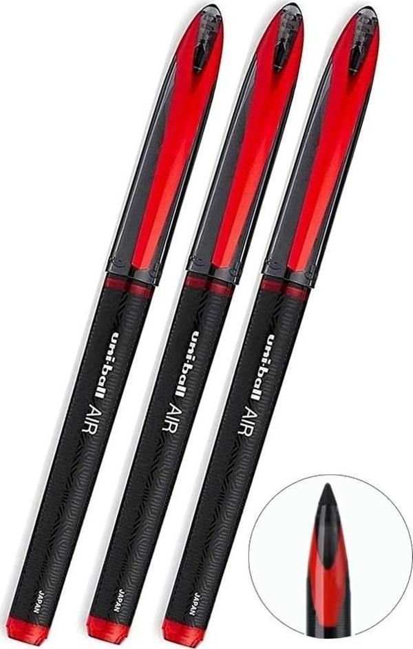 Kırmızı Pilot Kalem 3 Adet Uniball Air Mikro 0.5 mm Roller Pilot Kalem Uba-188-M Roller Uçlu Likit Mürekkep Pilot Kalem - Image 1