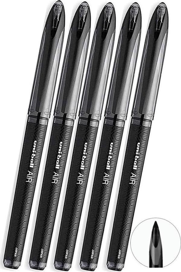 Siyah Pilot Kalem 5 Adet Uniball Air Mikro 0.5 mm Roller Pilot Kalem Uba-188-M Roller Uçlu Likit Mürekkep Jel Kalem - Image 1
