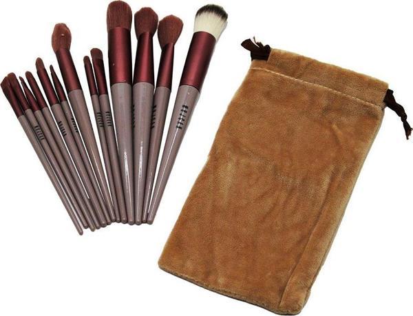 13PCS EFLATUN KADİFE TORBALI MAKYAJ FIRÇA SET-Findit - Image 1