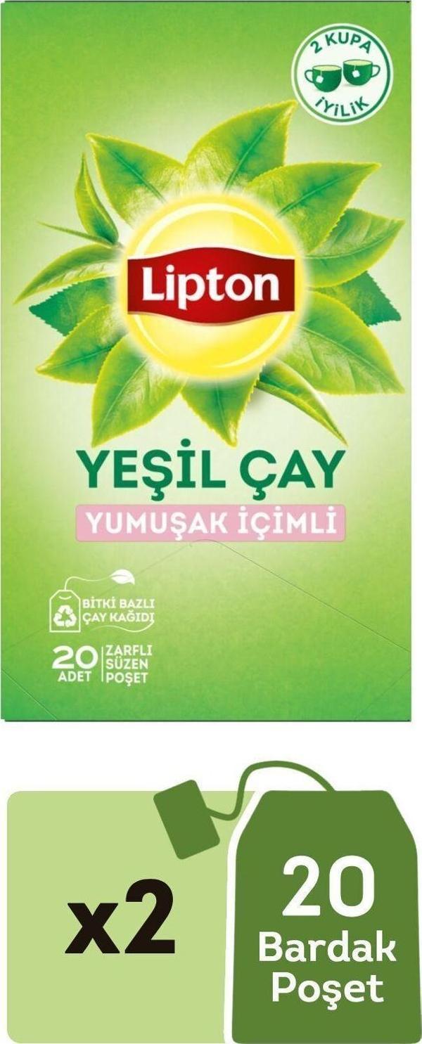 Lipton Yumuşak İçimli Yeşil Çay Süzen Poşet 2 x 20'li - Image 1