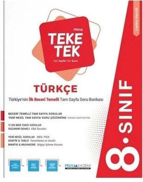 8. Sınıf Türkçe Teke Tek Soru Bankası - Pruva Akademi - Image 1