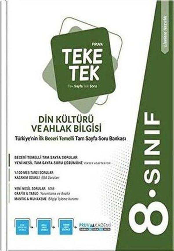 8. Sınıf Din Kültürü ve Ahlak Bilgisi Teke Tek Soru Bankası - Pruva Akademi - Image 1