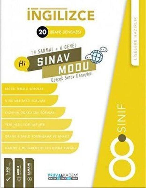 8. Sınıf İngilizce Sınav Modu 20 Deneme - Pruva Akademi - Image 1
