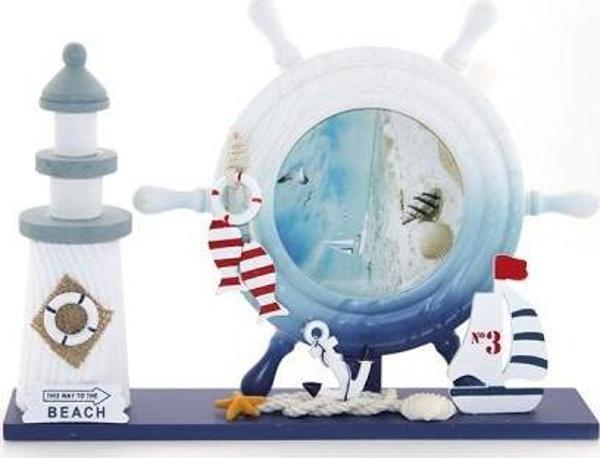 Ahşap Marin Deniz Feneri Dümenli Çerceve Model 1 - Image 1