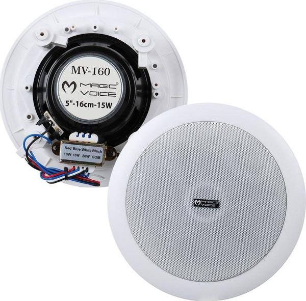 Ayt Magicvoice MV-160 16 CM 15W Tweeterli Beyaz Trafolu Alçıpan Tavan Hoparlör Mağaza Okul Konferans Salonu Hoparlörü - Image 1