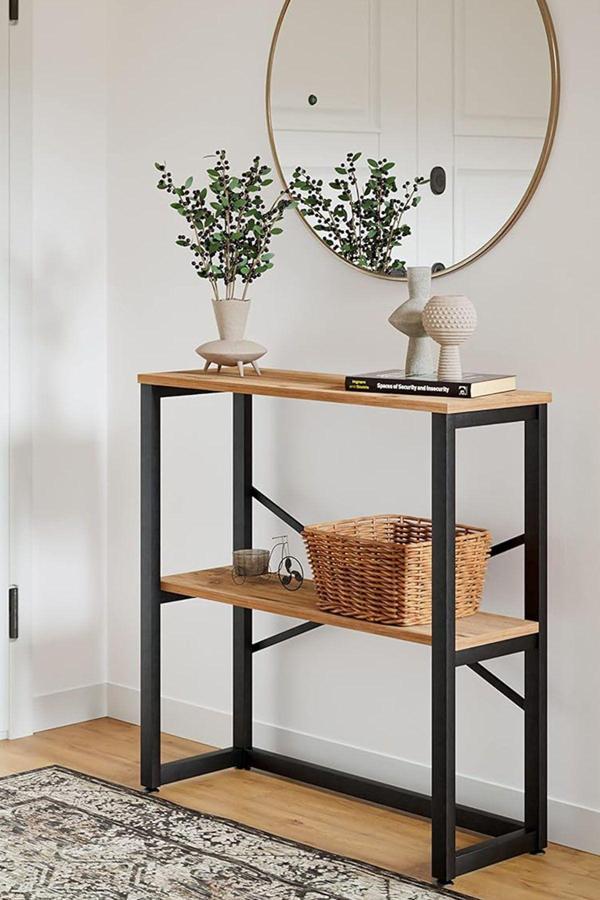 Furniqo DR-1 Metal Dekoratif 2 Raflı Dresuar, Atlantik Çam - Image 1