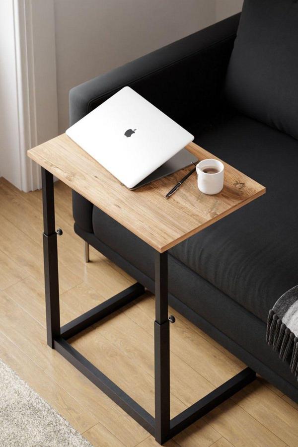 Furniqo LS-1 Yükseklik Ayarlanabilir Yan Sehpa, Laptop Sehpası, Atlantik Çam - Image 1