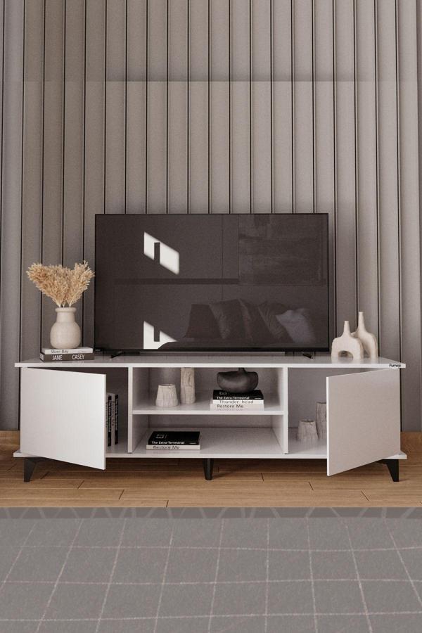 Furniqo TV-1 Tv Sehpası, Tv Ünitesi, Televizyon Sehpası, Televizyon Ünitesi, Beyaz - Image 1