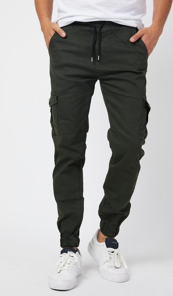 Slim Fit  Yandan Cepli Bel Bağcıklı, Paçaları Lastikli Esnek Kargo Erkek Pantolon - Image 1
