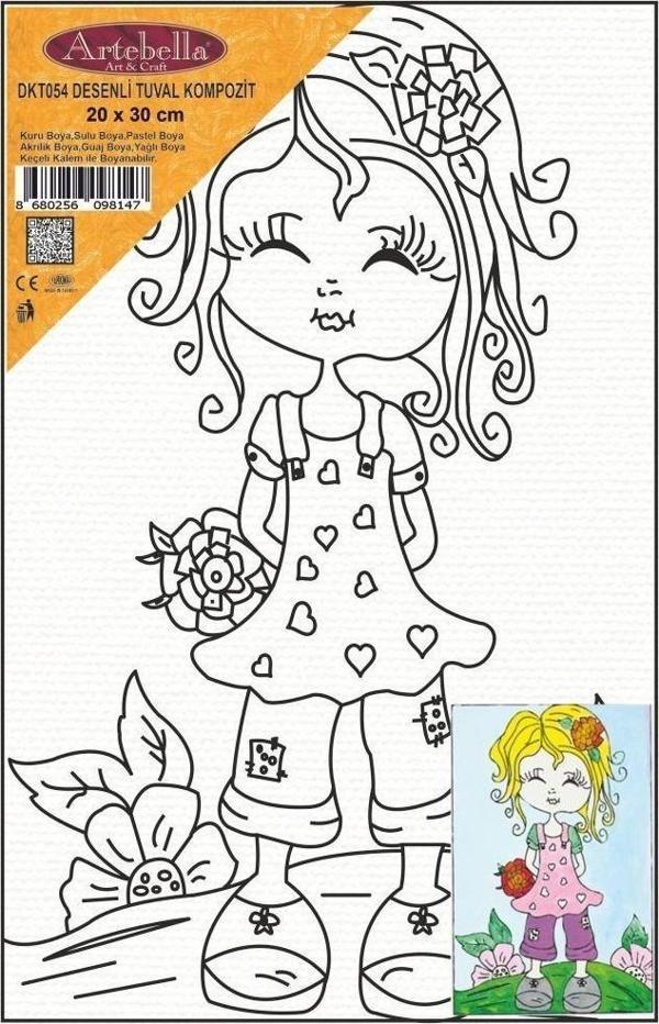 DKT054 desenli tuval kompozit boyama 20x30 cm - Image 1