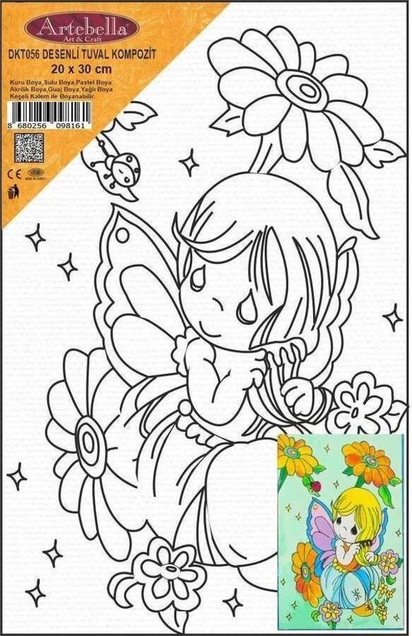 DKT056 desenli tuval kompozit boyama 20X30 cm - Image 1
