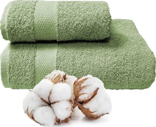 2 li Banyo Havlu Takımı %100 Pamuklu Dry Yeşil - Image 1