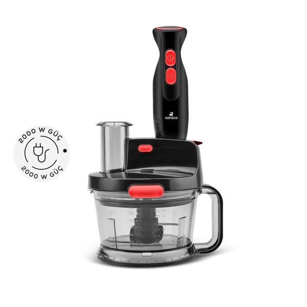 Karaca Pro-Multimax Mutfak Robotu 2000W Black Red - Image 1
