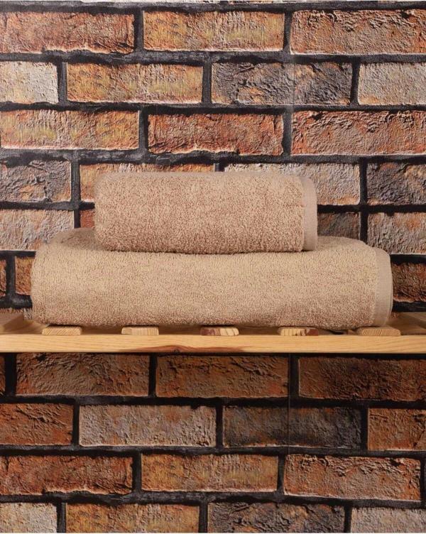 2 Parça %100 Pamuklu Soft Lüx Banyo Havlu Seti Kahve - Image 1
