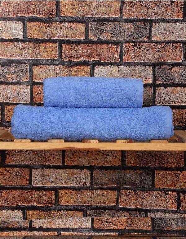 2 Parça %100 Pamuklu Soft Lüx Banyo Havlu Seti Mavi - Image 1