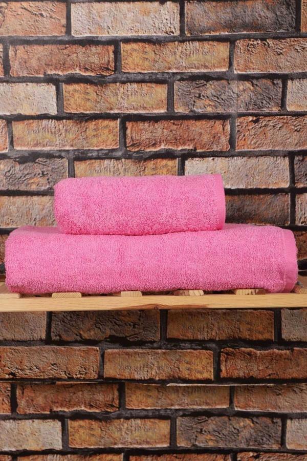 2 Parça %100 Pamuklu Soft Lüx Banyo Havlu Seti Pembe - Image 1