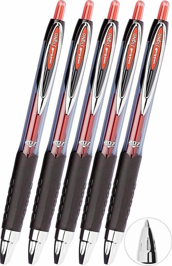 Kırmızı Pilot Kalem 5 Adet Uniball Signo 207 0.7 mm Roller Pilot Kalem Umn-207 Likit Mürekkepli Pilot Kalem Jel Kalem - Image 1