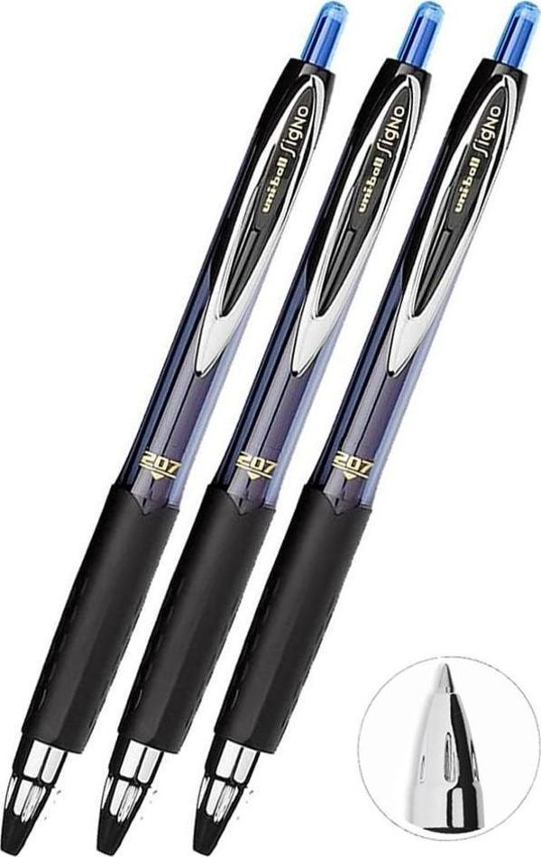 Mavi Pilot Kalem 3 Adet Uniball Signo 207 0.7 mm Roller Uçlu Pilot Kalem Umn-207 Likit Mürekkepli Pilot Kalem Jel Kalem - Image 1