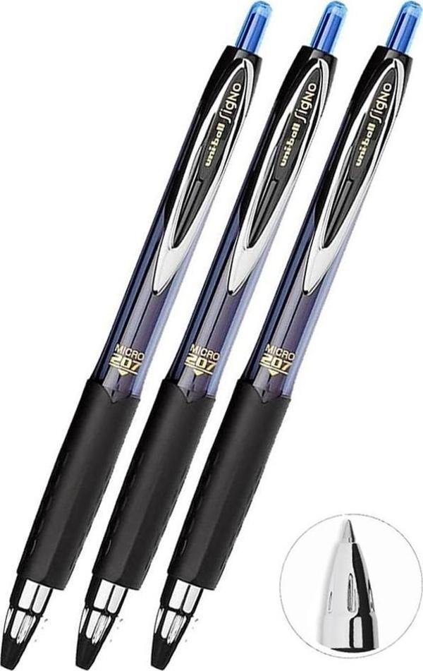 Mavi Pilot Kalem 3 Adet Uniball Signo Micro 207 0.5 mm Roller Uçlu Pilot Kalem Umn-207 İnci Uçlu Likit Mürekkepli Jel - Image 1