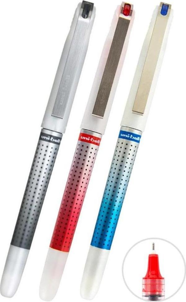 Mavi Siyah Kırmızı Pilot Kalem 3 Adet Uniball Eye Needle 0.7 mm İğne Uçlu Pilot Kalem Ub-187S İğne Uçlu Likit Mürekkep - Image 1