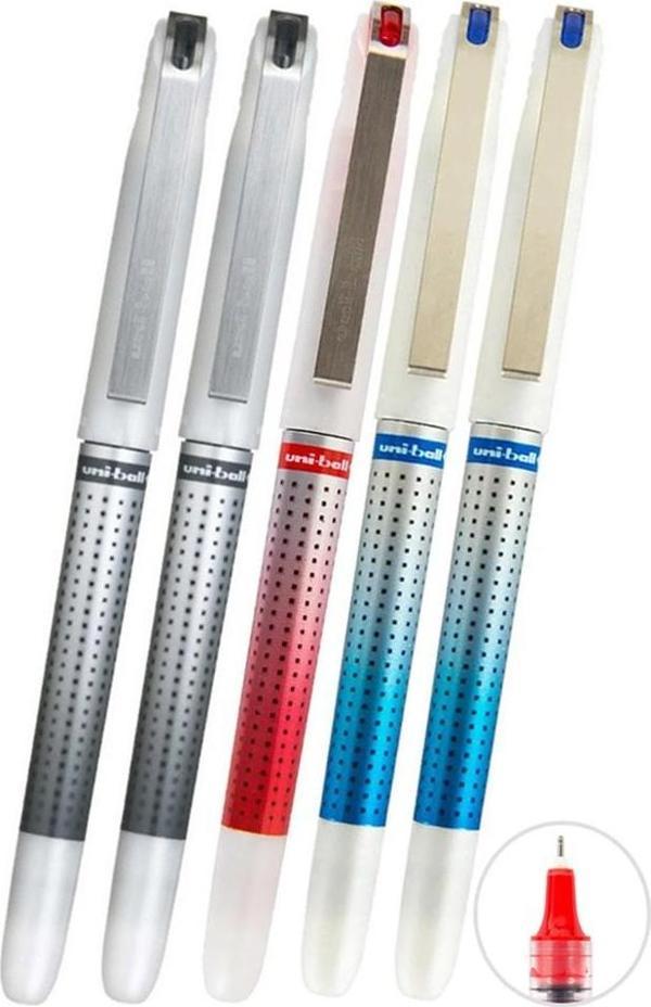 Mavi Siyah Kırmızı Pilot Kalem 5 Adet Uniball Eye Needle 0.7 mm İğne Uçlu Pilot Kalem Ub-187S İğne Uçlu Likit Mürekkep - Image 1