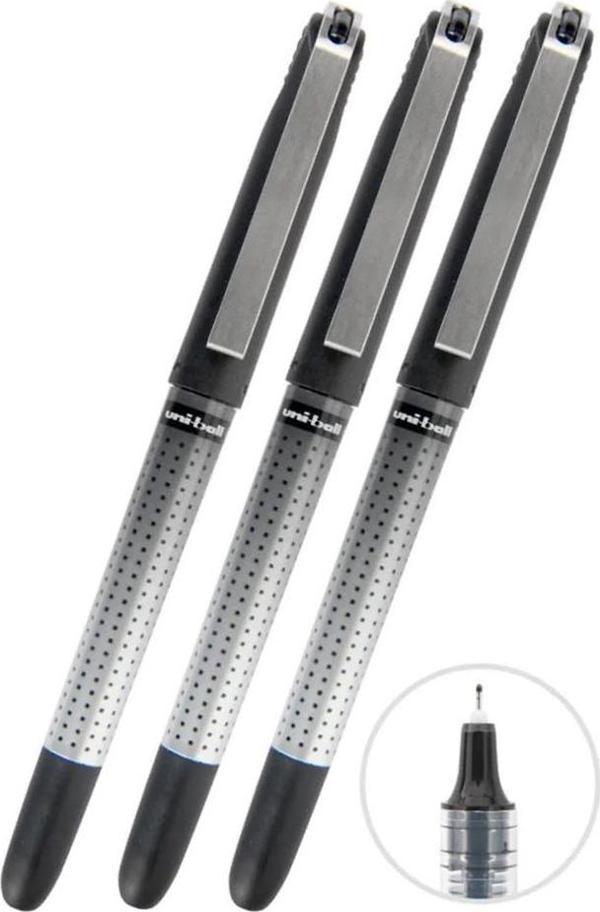 Siyah Pilot Kalem 3 Adet Uniball Eye Needle 0.5 mm İğne Uçlu Pilot Kalem Ub-185 S İğne Uçlu Likit Mürekkepli Pilot Kalem - Image 1