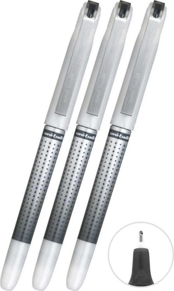 Siyah Pilot Kalem 3 Adet Uniball Eye Needle 0.7 mm İğne Uçlu Pilot Kalem Ub-187S İğne Uçlu Likit Mürekkepli Pilot Kalem - Image 1