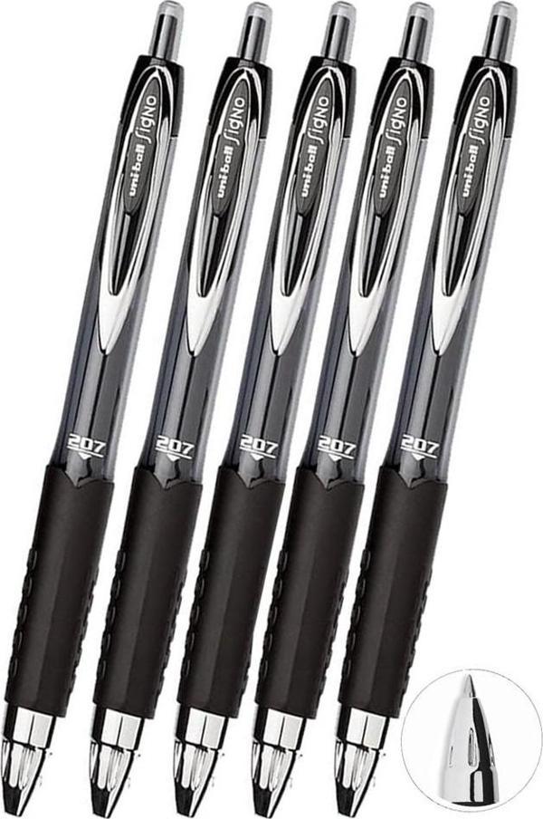 Siyah Pilot Kalem 5 Adet Uniball Signo 207 0.7 mm Roller Pilot Kalem Umn-207 Likit Mürekkepli Pilot Kalem Jel Kalem - Image 1