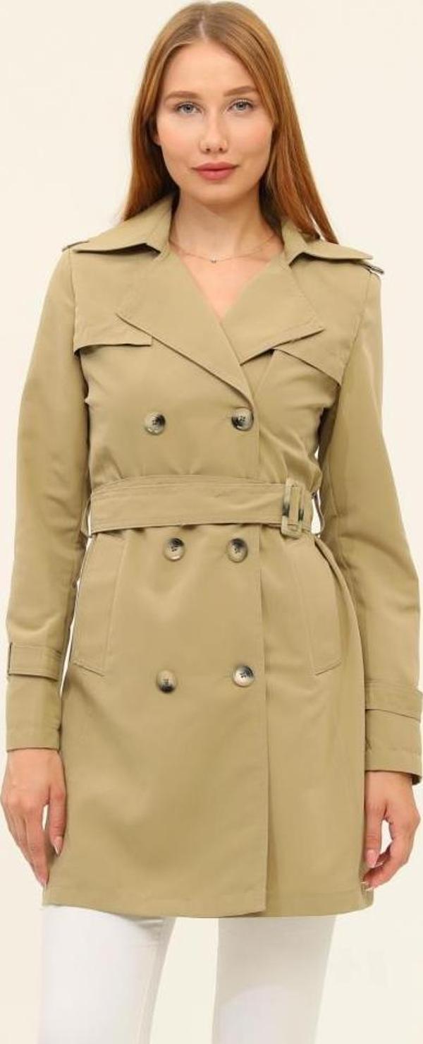 Jamila Yazlık Astarsız Gabardin Kumaş Kısa Kadın Trençkot - Image 1