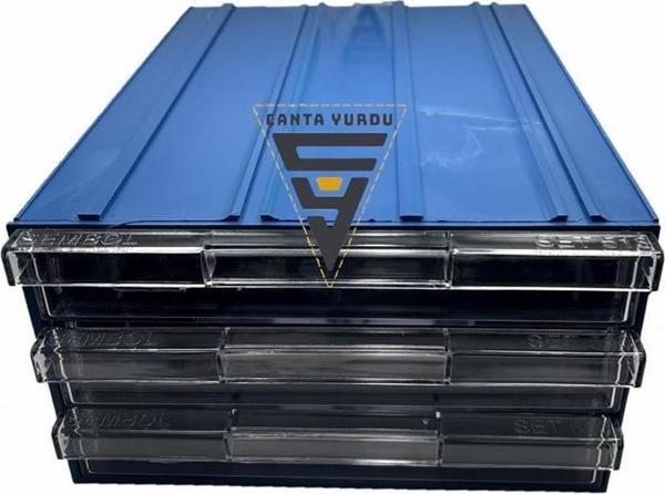 Sembol 513 Plastik Üç Çekmeceli Kutu 340X260x150mm 12 Adet - Image 1