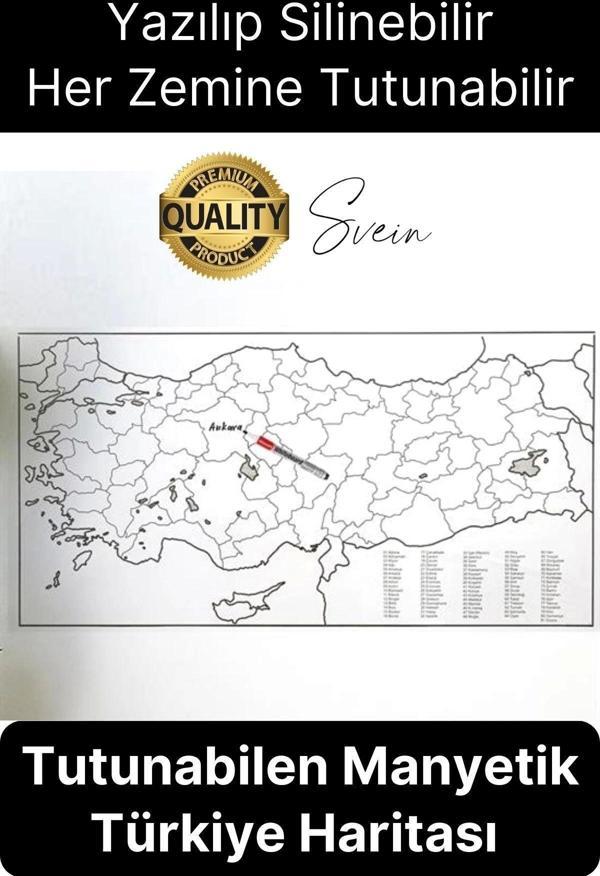Duvara Yapışabilen Ev Okul Stickerı Dekoratif Büyük Boy Yazılabilir Türkiye Haritası Manyetik Şeffaf - Image 1