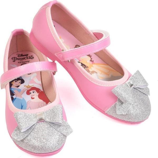Disney Princess Kız Çocuk Pembe Gümüş Simli Prensesler Babet Ayakkabı - Image 1