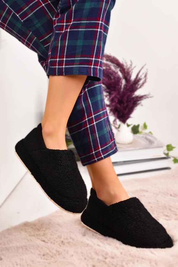 Modaonn Kadın Arkası Lastikli Havlu Kumaş Ev Ayakkabısı Ev Botu Panduf - Image 1