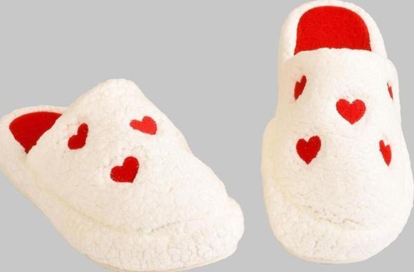 Modaonn Kadın Çocuk Pofuduk Kumaş Noel Baba Yılbaşı Ev Terliği - Image 1