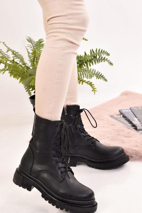 Modaonn Kadın Siyah Rugan Bot  Bootie Postal - Image 1