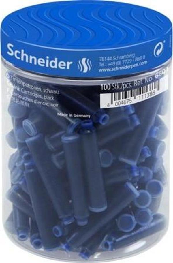 Schneider Mürekkep Kartuş Kısa Mavi - 100'lü Kavanoz - Image 1