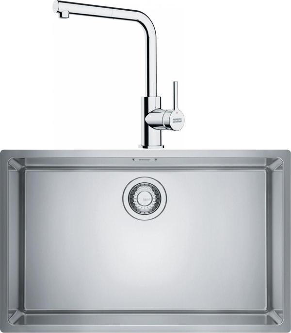 Franke Maris Mrx 110-70 Tek Gözlü Eviye + LİNA L Krom Spiralli Mutfak Eviye Batarya Seti (Krom) - Image 1