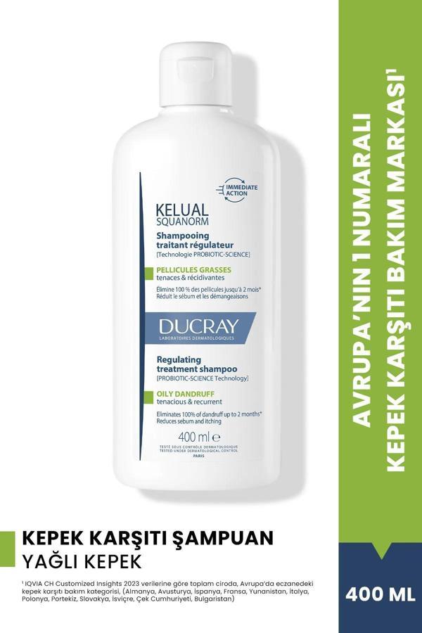 Ducray Kelual Squanorm Normal ve Yağlı Saçlar İçin Kepek Karşıtı Şampuan 400 ml - Image 1