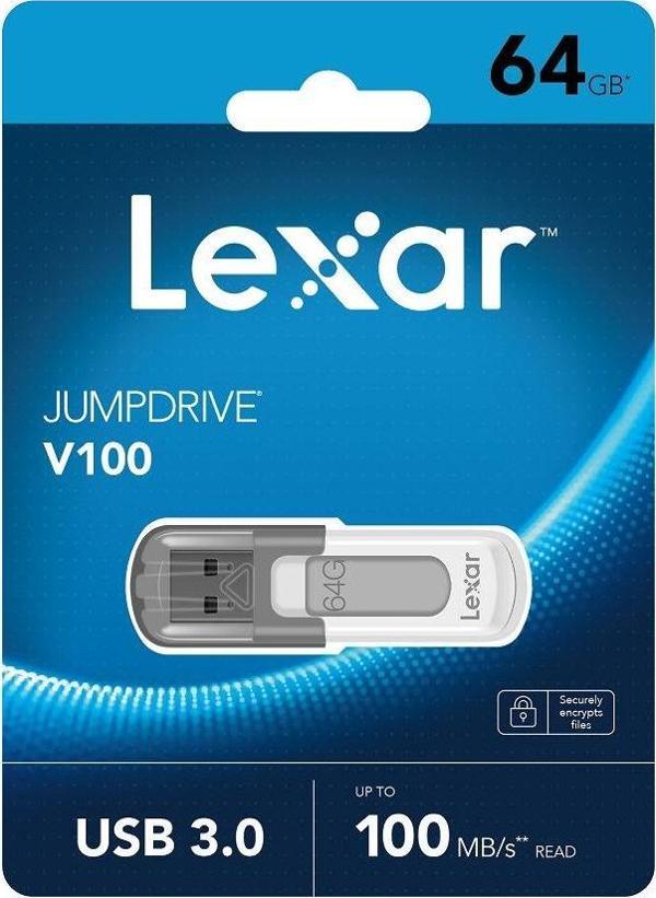 Lexar 64GB V100 JumpDrive USB 3.0 USB Flash Bellek LJDV100 - Image 1