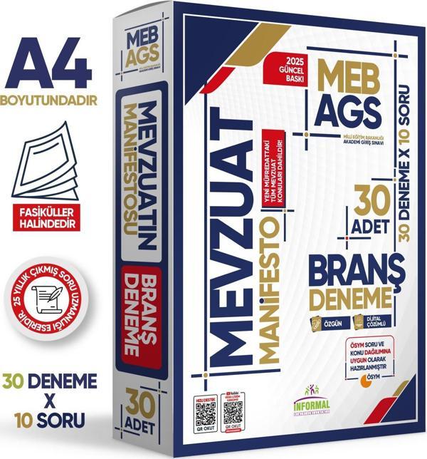 2025 MEB AGS MEVZUAT Manifesto Branş Deneme PAKETİ 30lu (30x8) Fasikül SETİ Özgün Dijital Çözümlü - İnformal Yayınları - Image 1