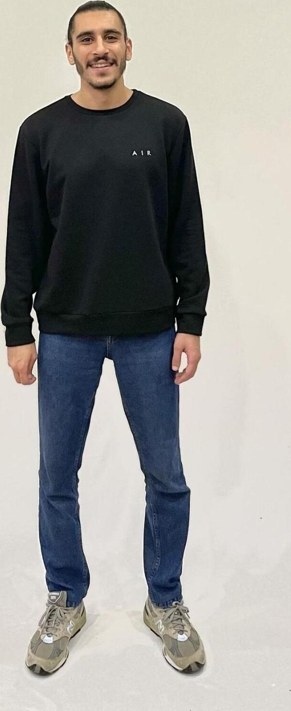 Süperlife Erkek Bisiklet Yaka Rahat Kalıp 3 iplik Kalın AİR Nakışlı  Sweatshirt SPR24SW33 - Image 1