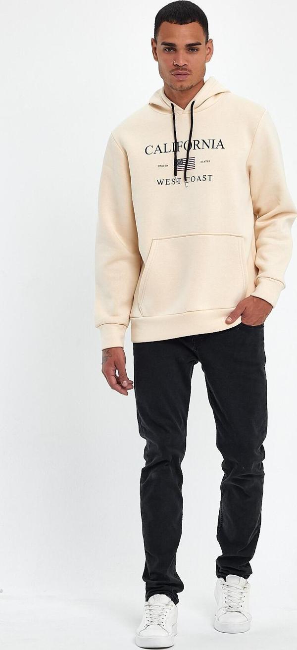 Süperlife Erkek Rahat Kalıp İçi Polarlı 3 iplik Kanguru Amerikan Baskılı Cepli Swetashırt Spr24sw01 - Image 1