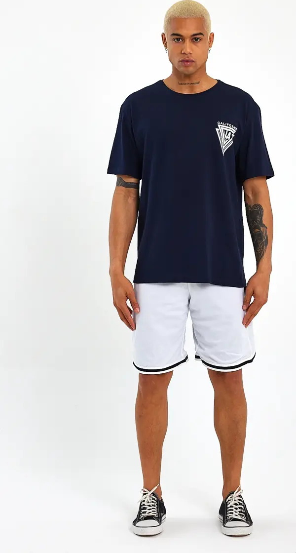Süperlife Erkek Bisiklet Yaka Oversize Fit Baskılı Tişort spr23TS001 - Image 1
