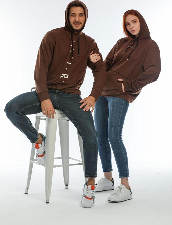 Süperlife Kadın Kapüşonlu Oversize Brooklyn Baskılı İnce Sweatshirt SPR22SWK161 - Image 1