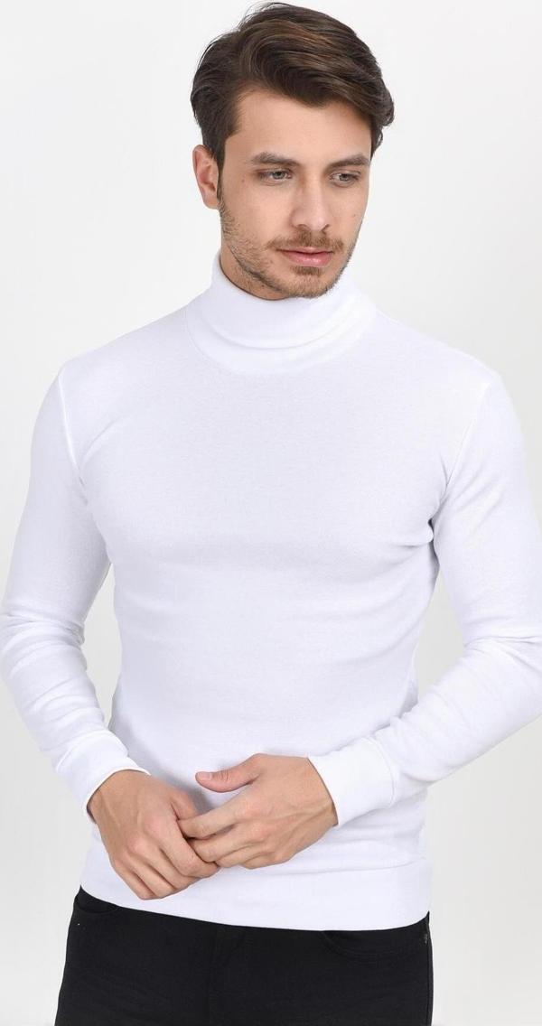 Süperlife Balıkcı Yaka Uzun Kollu Dar Kalıp İnce Erkek Sweatshirt SPR 2019K21 - Image 1